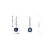 14k White Gold Diamond Hoop Earrings with Blue Sapphire Dangles