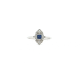 18k White Gold Dainty Sapphire and Diamond Ring