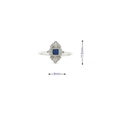 18k White Gold Dainty Sapphire and Diamond Ring