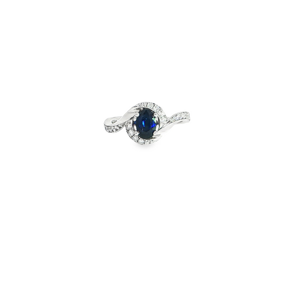 18k White Gold Sapphire and Diamond Bypass Ring