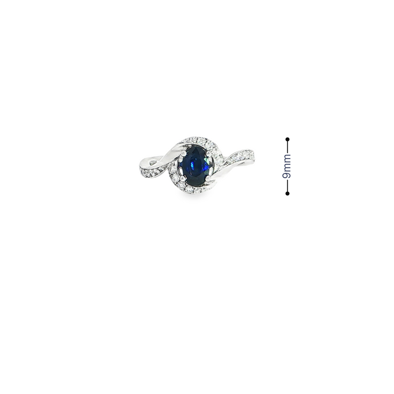 18k White Gold Sapphire and Diamond Bypass Ring