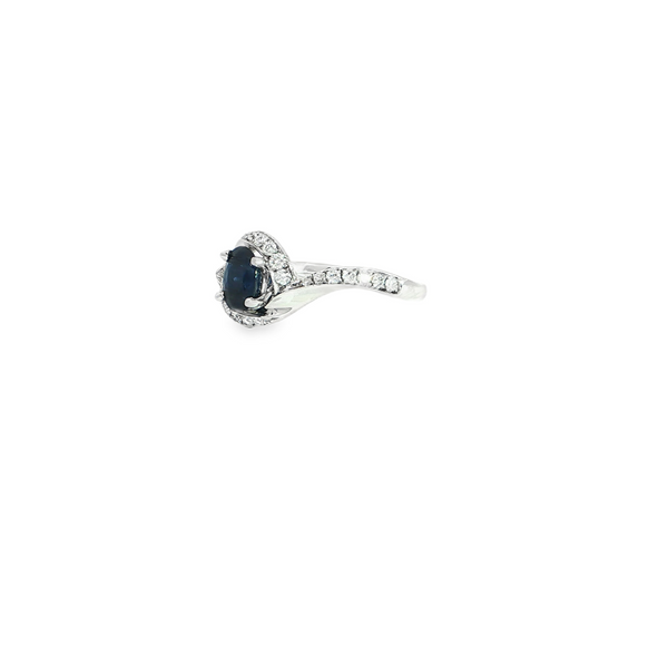18k White Gold Sapphire and Diamond Bypass Ring