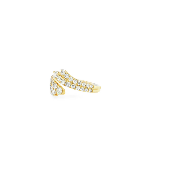 14k Yellow Gold Double Row Bypass Diamond Ring