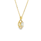 14k Yellow Gold Radiant Cut Diamond Halo Pendant