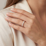 14k Yellow Gold Round Diamond Tulip Design Band