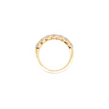 14k Yellow Gold Round Diamond Tulip Design Band
