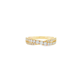 14k Yellow Gold Crossed Diamond Band