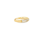 14k Yellow Gold Crossed Diamond Band