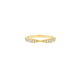 14k Yellow Gold Bead Set Diamond Pinched Band