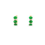 14k Yellow Gold Emerald and Diamond Huggie Earrings