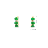 14k Yellow Gold Emerald and Diamond Huggie Earrings