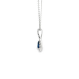 14k White Gold Pear Blue Sapphire and Diamond Drop Pendant