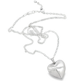 24" Adjustable Sterling Silver Polished Swirl Heart Locket