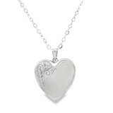 24" Adjustable Sterling Silver Polished Swirl Heart Locket