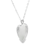 24" Adjustable Sterling Silver Polished Swirl Heart Locket