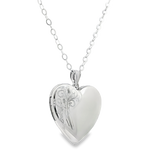 24" Adjustable Sterling Silver Polished Swirl Heart Locket