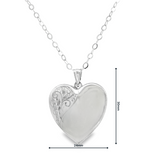 24" Adjustable Sterling Silver Polished Swirl Heart Locket