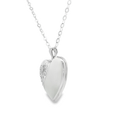 24" Adjustable Sterling Silver Polished Swirl Heart Locket