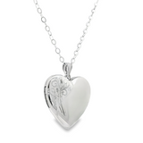 24" Adjustable Sterling Silver Polished Swirl Heart Locket