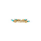 Estate 18k Yellow Gold Etruscan Revival Pin/Brooch with Turquoise and Diamond Accents