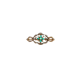 Estate 10k Yellow Gold Opal and Seed Pearl Pin/Brooch
