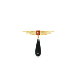 Estate 14k Yellow Gold Art Deco Revival Pin/Brooch with Citrine and Black Onyx