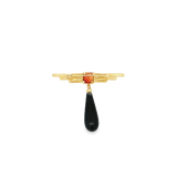 Estate 14k Yellow Gold Art Deco Revival Pin/Brooch with Citrine and Black Onyx