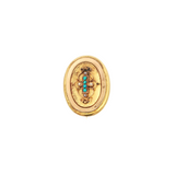 Estate 14k Yellow Gold Oval Victorian Brooch with Seed Pearls and Turquoise Accents