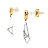 14k Two Tone Geometric Dangle Earrings