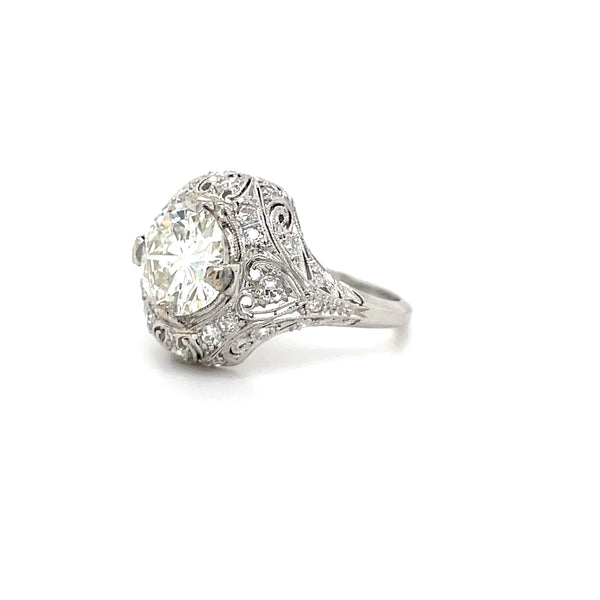 Estate Platinum Edwardian Filigree 2ctw Diamond Ring