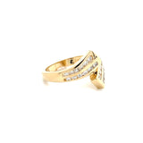 ESTATE 14K YELLOW GOLD BYPASS RING WITH CHANNEL SET DIAMONDS