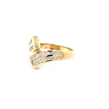 ESTATE 14K YELLOW GOLD BYPASS RING WITH CHANNEL SET DIAMONDS