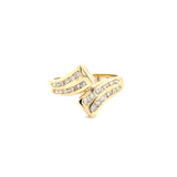 ESTATE 14K YELLOW GOLD BYPASS RING WITH CHANNEL SET DIAMONDS