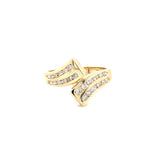 ESTATE 14K YELLOW GOLD BYPASS RING WITH CHANNEL SET DIAMONDS