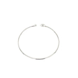 14K White Gold Emerald and Diamond Milgrain Flexible Open Bangle Bracelet