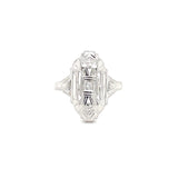 Estate 14k White Gold Diamond Accent Ring: Art-Deco Elegance