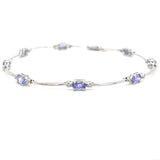 Estate 14K White Gold Link Bracelet with 2.00ctw Oval Tanzanite & Diamond Accents – 7 1/4