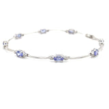 Estate 14K White Gold Link Bracelet with 2.00ctw Oval Tanzanite & Diamond Accents – 7 1/4