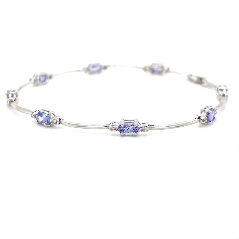 Estate 14K White Gold Link Bracelet with 2.00ctw Oval Tanzanite & Diamond Accents – 7 1/4