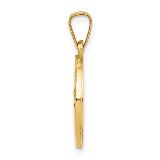 14k Yellow Gold Round Saint Christopher Medal Pendant