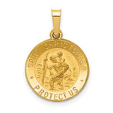 14k Yellow Gold Round Saint Christopher Medal Pendant