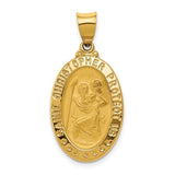 14ky Gold Oval St. Christopher Medal Hollow Pendant