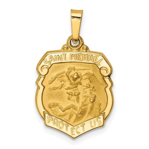 14KY Gold Hollow St. Michael Badge Medal