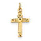 14ky Gold Heart Cross with Floral Accents