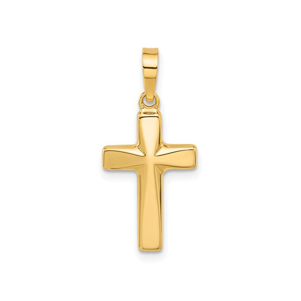 14K Yellow Gold Hollow Puffed Cross Pendant