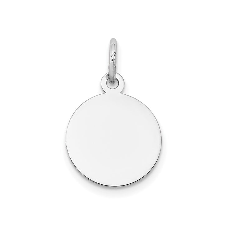 14K White Gold Round Disc Pendant