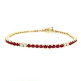 14K Yellow Gold Ruby and Diamond In-Line Bracelet – 7 Inch