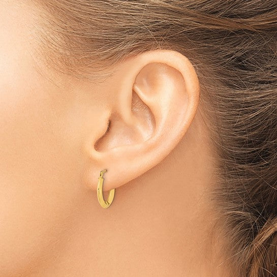 14K Yellow Gold Polished Knife-Edge Hoop Earrings