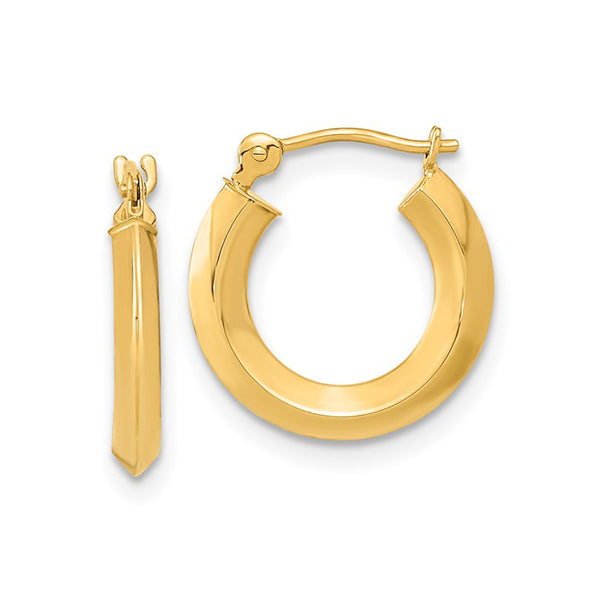 14K Yellow Gold Polished Knife-Edge Hoop Earrings
