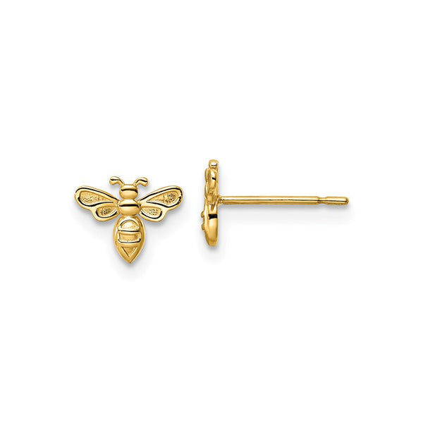 14K Yellow Gold Bumble Bee Post Earrings